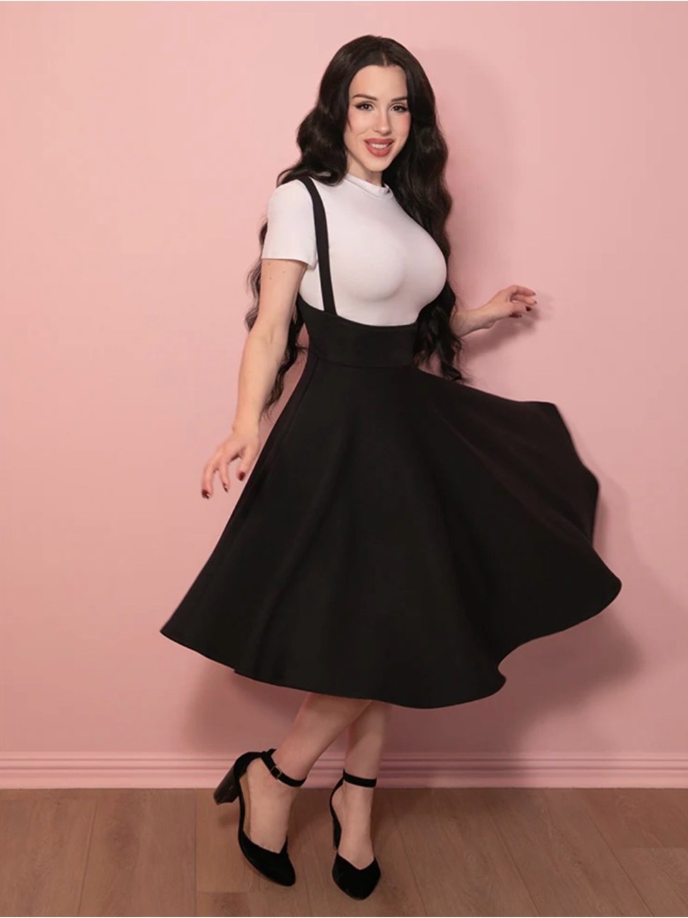 Vixen by Micheline Pitt Black Suspender Circle Skirt